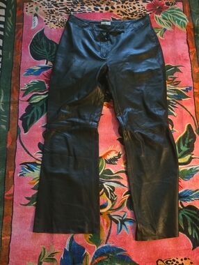 Steilmann Black Real Leather Bootcut Jeans